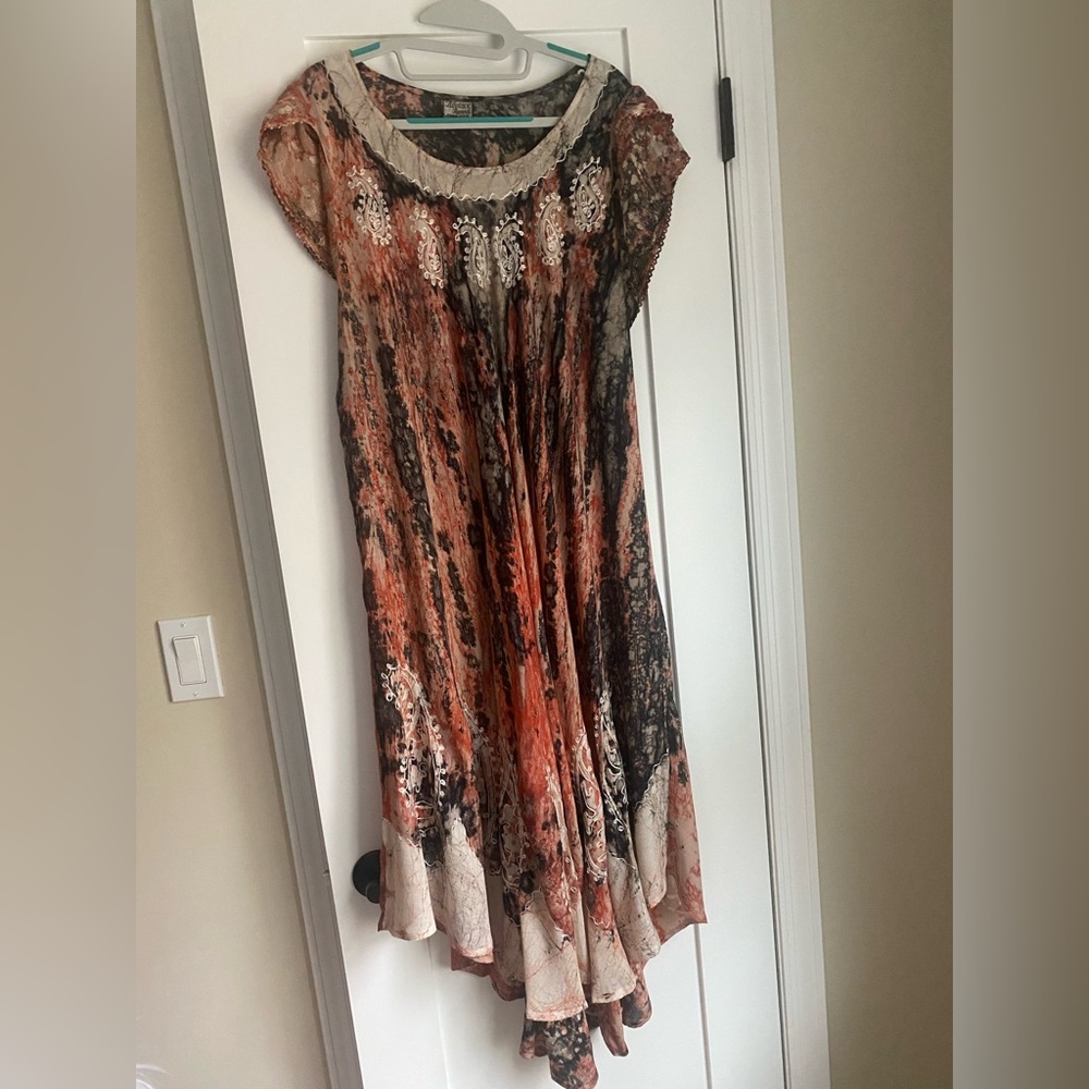 Embroidered Boho Asymmetrical short Sleeve Hippy Tribe Women's Dress Free size